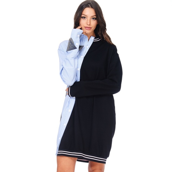 TOV Night Shirt Varsity One Piece Shirt Dress - Picture 1 of 8